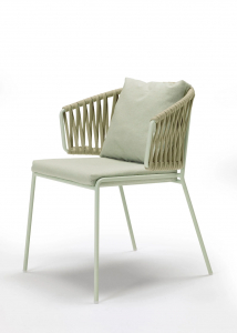 Кресло плетеное с подушкой Scab Design Lisa Filo Nest сталь, роуп, ткань sunbrella зеленый шалфей, песочный, зеленый Фото 4