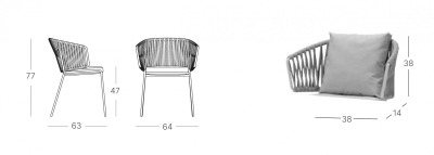 Кресло плетеное с подушкой Scab Design Lisa Filo Nest сталь, роуп, ткань sunbrella зеленый шалфей, песочный, зеленый Фото 2