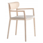 Кресло деревянное с мягким сиденьем PEDRALI Tivoli ясень, фанера, ткань беленый ясень, светло-серый Фото 1
