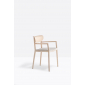 Кресло деревянное с мягким сиденьем PEDRALI Tivoli ясень, фанера, ткань беленый ясень, светло-серый Фото 4