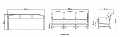 Диван плетеный с подушками Skyline Design Arena алюминий, искусственный ротанг, sunbrella белый, бежевый Фото 5