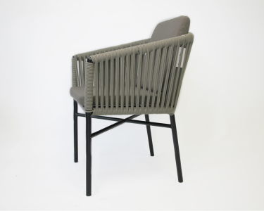 Кресло плетеное с подушками Tagliamento Palermo алюминий, роуп, акрил антрацит, светло-коричневый Фото 3