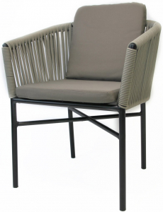 Кресло плетеное с подушками Tagliamento Palermo алюминий, роуп, акрил антрацит, светло-коричневый Фото 6