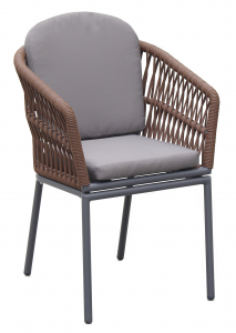 Кресло плетеное с подушками Tagliamento Favorita алюминий, роуп, акрил антрацит, темно-коричневый, темно-серый Фото 1
