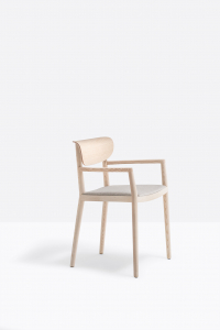 Кресло деревянное с мягким сиденьем PEDRALI Tivoli ясень, фанера, ткань беленый ясень, светло-серый Фото 4